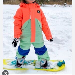Burton Neon Orange and Mint Green Kids Snow Suit